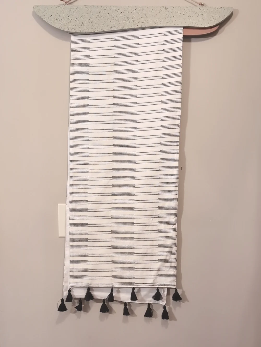 Hearth & Hand Black/White Tassle Table Runner